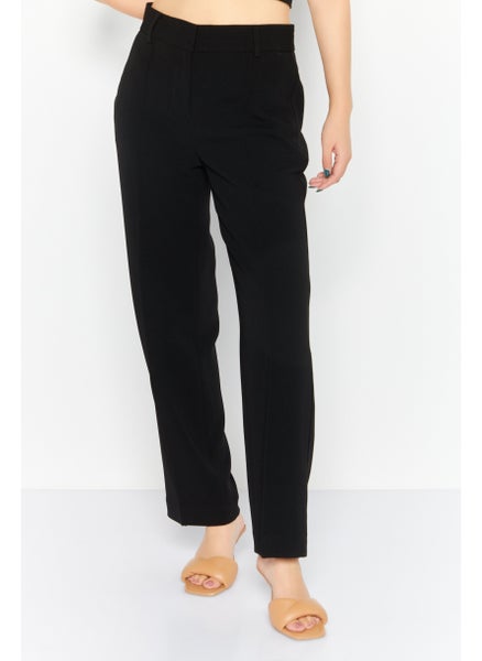 Buy Women Straight Leg Plain Pants, Black in UAE