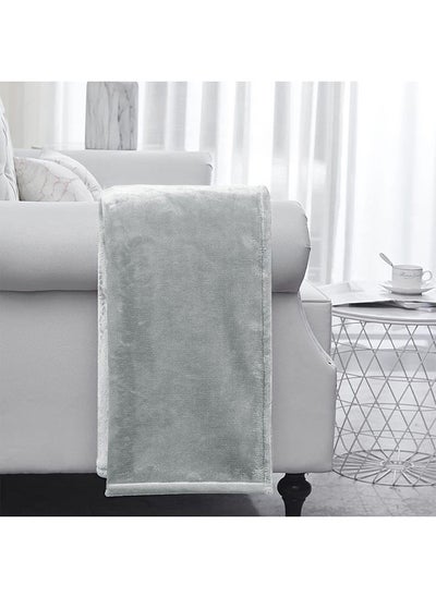 Buy Takisha Solid Flannel Throw Polyester  Blanket| Fuzzy, Comfy, Lightweight And Breathable Blanket For Bedroom  L 127 X W 154 Cm  Grey in UAE