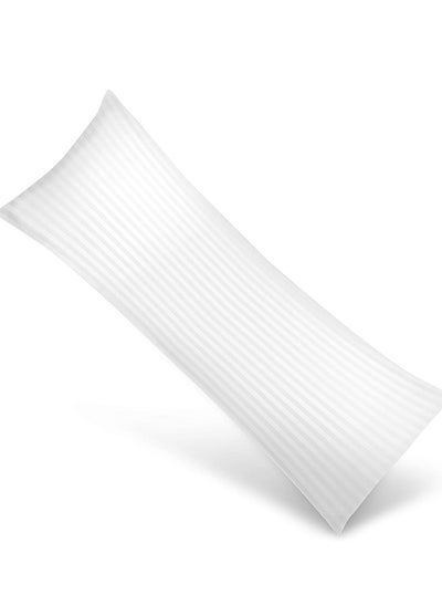 Buy Maestro Full Body Pillow Cotton Feel Stripe White Hollowfiber 1400 gm Filling, Breathable Large Body Pillow for Side Sleepers, 45x 120 cm in UAE