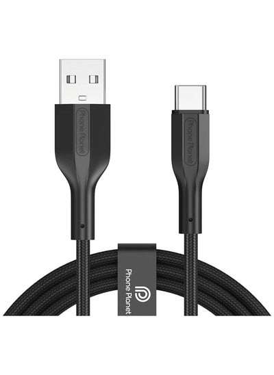 اشتري كيبل USB من النوع سي سريع 3 امبير، USB ايه الى سي للشحن ونقل البيانات السريع لجوال سامسونج جالاكسي S10 S9 S8، نينتيندو سويتش، هواوي P30 P20، ايباد برو، ماك بوك برو، لون اسود، 1.2 متر (3.9 قدم) في السعودية