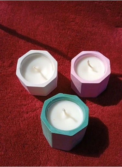 Buy 3 Scanted candles with decorative pot from concrete in Egypt