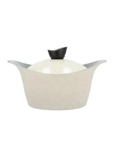 Buy Lahoya Granite Pot With Lid 26 cm Beige Color in Saudi Arabia