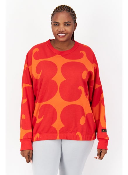 اشتري Women Plus Size Long Sleeve Outdoor Sweatshirt, Red/Orange في الامارات