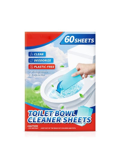 Buy 60PCS Toilet Bowl Cleaners, (Eco) Friendly 60 Sheets Toilet Bowl Cleaner Strips, Plastic-Free Toilet Cleaning Strips, Pre-Measured And Biodegradable Cleaning Strips, Efficiently Remove Stains And Odor in Saudi Arabia