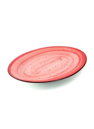 اشتري Color Glaze Porcelain Oval Plate 35 cm,Red في الامارات