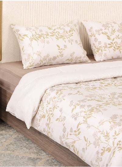 Buy Emilia Super King Comforter Set, Ivory, Grey & Yellow - 260x240 cm, 200 TC in UAE