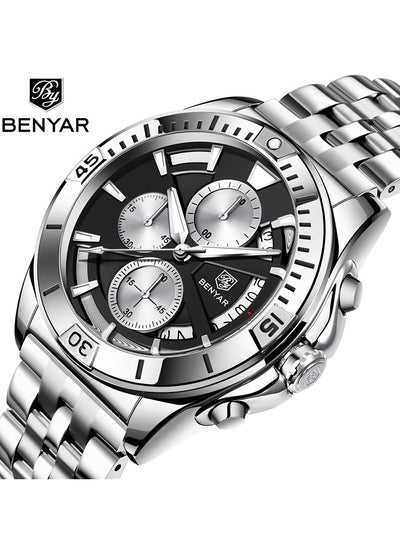 Buy Watches for Men Watch Quartz Luxury Stainless Steel  Water Resistant Chronograph Watch 5180 Black in UAE