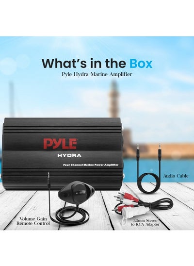 اشتري Pyle Hydra Marine Amplifier - Upgraded Elite Series 800 Watt 4 Channel Micro Amplifier - Waterproof, Gain Level Controls, Rca Stereo Input, 3.5Mm Jack, Mp3 And Volume Control (Plmrmp3B) في الامارات