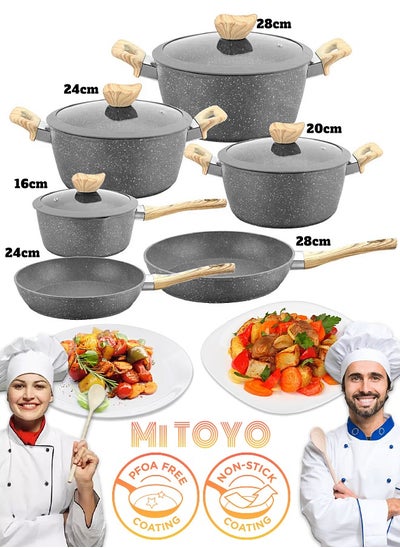 اشتري Non-stick Coating Cookware Set - Aluminum Alloy Material - Pot and Pan - Casserole, Stockpot, Deep Frying Pan - Kitchen Cooking Kit في الامارات