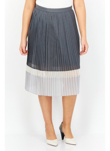 Buy Women Pleated Midi Skirt, Grey in UAE