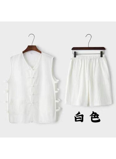 Buy Traditional Chinese Vest Set for Men SummerWhite suit White suit in Saudi Arabia