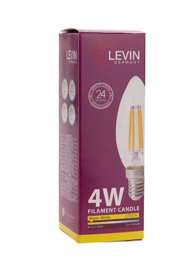 Buy Levin Germany 4W Filament T-Candle Bulbs 2700K E14 LED C37 Filament Candle Bulb, (4 W, Warm White) in UAE