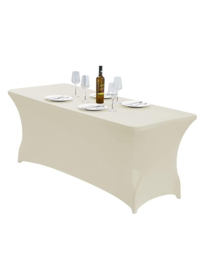 Buy Spandex Table Cloth, 6ft Table Cover Rectangular Stretch Table Cloth Tight Fit Tablecloth for Parties, Trade Shows, Weddings and Events of All Kinds(Creamy-White) in Saudi Arabia