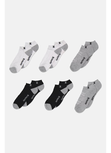 Buy Men 6 Pairs Textured Low Cut Sock, Black/Grey/White in UAE