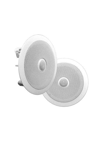 اشتري 8” Ceiling Wall Mount Pair Of 2 Way Midbass Woofer Speaker Directable 1” Titanium Dome Tweeter Flush Design W 55Hz 22Khz Frequency Response And 300 Watts Peak Easy Installation Pdic80 في السعودية