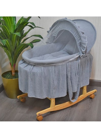 Buy Moses Basket with Wooden Wheels Stand in Saudi Arabia
