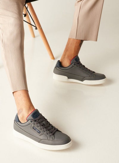 Buy Men's Lace-Up Low Ankle Sneakers Grey in UAE