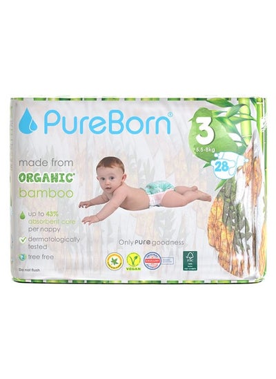 Buy Organic Bamboo Size 3 Diapers 5.5-8 Kg 28 Count in UAE