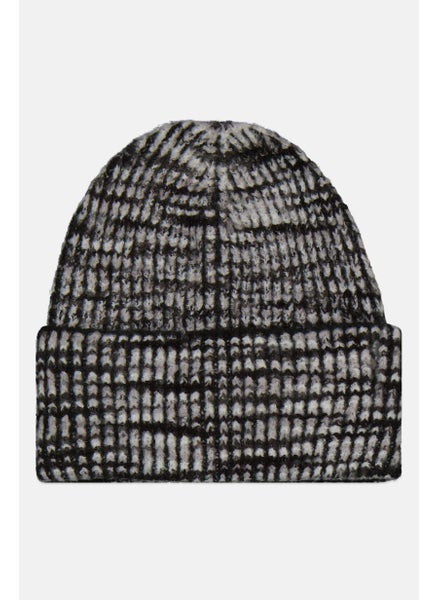 اشتري Women Marbled Knitted Beanie, Black/White في الامارات