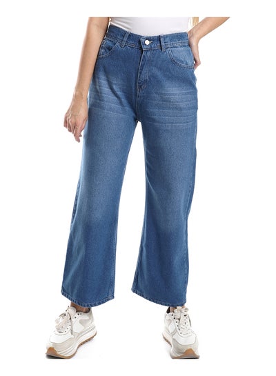 Buy Straight Plain Buff Blue Jeans in Egypt