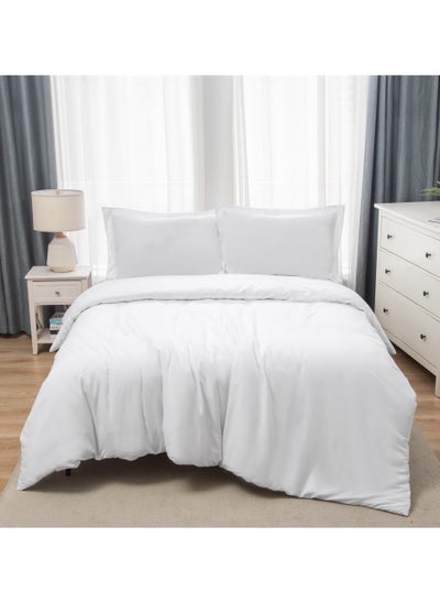 Buy Bedding Duvet Cover Double Size Set- 1Pieces Duvet Cover 170X220Cm / 2Pieces-Pillow Shams 50X75Cm (White, Double) in UAE