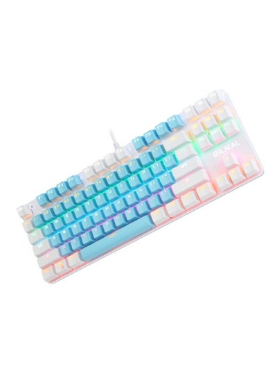 Buy BAJEAL K100 87 Keys Green Shaft Wired Mechanical Keyboard, Cable Length: 1.6m(Blue White) in Saudi Arabia