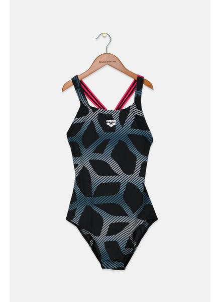 اشتري Women Allover Print Non Padded One Piece Swimsuit, Black Combo في السعودية