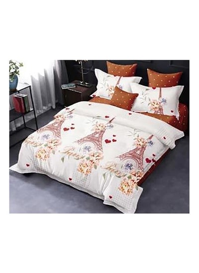 اشتري King Size Fitted Bed Sheet 6 Piece Set of 1 Fitted Bed Sheet, 1 Duvet Bed Cover, 2 Cushion Cover and 2 Pillowcase في الامارات