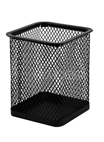 Buy Square Iron Metal Mesh Pen holder (Black) in Egypt