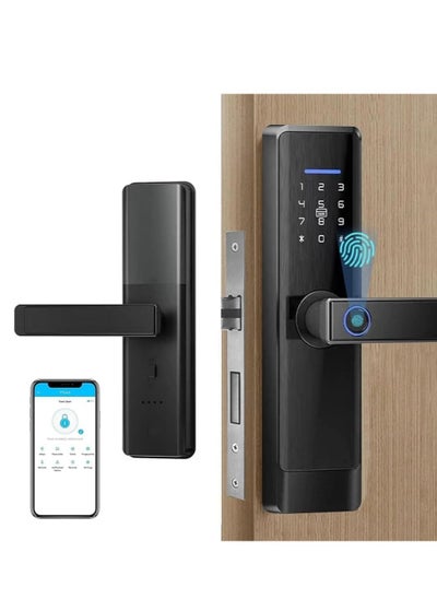 Buy Tuya Smart Fingerprint Door Lock,Smart Lock, Smart Door Lock, Keyless Entry Door Lock, WiFi Fingerprint Door Lock, Bluetooth Electronic Deadbolt, Easy Installation for Front Door, Home, Office in UAE