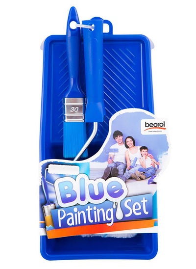 Buy Beorol Painting Set Blue Tray + Brush + Mini Roller BLUESET in UAE