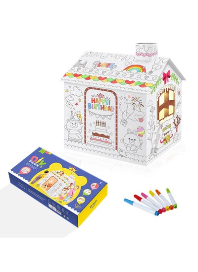 اشتري Diy Doodle Coloring Kit W/ Set Of 6 Sketch Pens - Happy Birthday House في السعودية