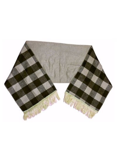 Buy Double Face Solid & Plaid Check/Carreau/Stripe Pattern Wool Winter Scarf/Shawl/Wrap/Keffiyeh/Headscarf/Blanket For Men & Women - Large Size 50x190cm - P04 Greige / Dark Brown in Egypt