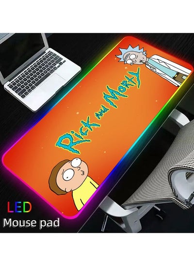 Buy RGB Gaming Mouse Pad, Rick Morty Ultra Bright LED Light&Soft Large Extended Mousepad with 7 Lighting Modes, Water Resistance, Non-Slip Rubber Base Keyboard Pad in UAE