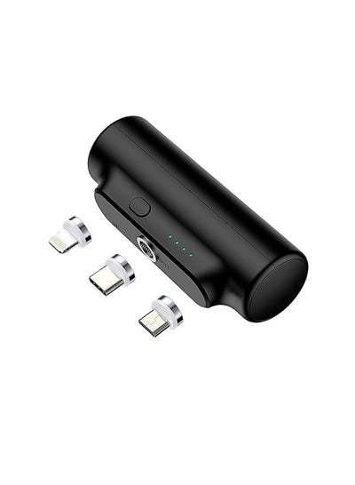 Buy New Portable  Mini Universal Portable Charger Wireless Power Bank 3000mAh Compatible with Micro Lightning Type c Connector Ultra Compact Portable Charger Battery Pack Compatible with Most Phones Blac in UAE