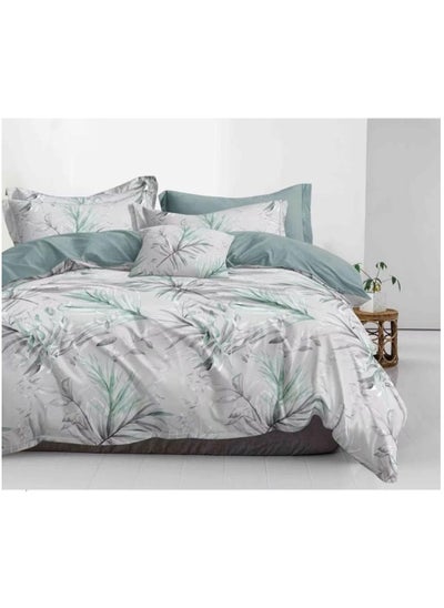 Buy King Size Bedsheet 6 piece Duvet Cover Bedding Set 1x Duvet Cover 220*240 cm + 1x Fitted Sheet 200*200+30 cm + 4x Pillow Cover 75*50 cm Multicolor in UAE