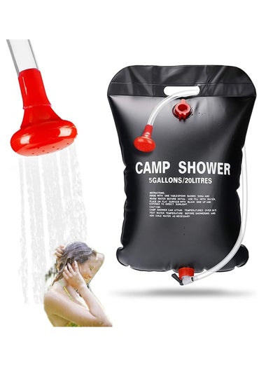 Buy Solar Shower Bag, 5 Gallons20L Camping Shower Bag, Portable Shower Bag with Removable Hose and On Off Switchable Shower Head for Camping Beach Swimming Outdoor Traveling in UAE