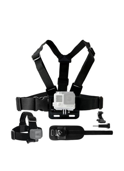 Buy Body Mount Bundle Compatible with Gopro Hero 8, 7, 6, 5, Black Session, Hero 4, Session, Black, Silver, 3+, 3, DJI Osmo Action - Chest Harness Mount/Head Strap Mount/Wrist Mount/J-Hook in UAE