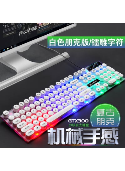 Buy LimeG GTX300 Retro Gaming Keyboard Mouse Combo USBTX30 punk white single key TX30 punk white single key in Saudi Arabia