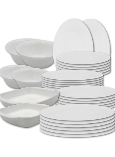 Buy Danny home 30 Piece Opal Dinnerware set 6 Dinner plate 6 Salad bowl 6 Dessert plate 6 Soup plate 2 Serving plate 2 Serving plate 1 Fish grill tray 1 Chicken grill tray in UAE
