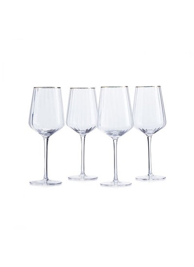 Buy Fergal 4-Piece Stemware Glass Set With Gold Rim 400Ml - Clear in UAE