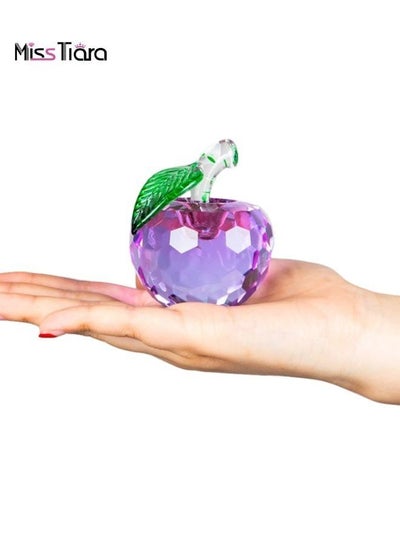 Buy Crystal Apple Creative Ornament Craft Trinket Art Glass Fruit Collectible Figurine Home Decor Gift in UAE