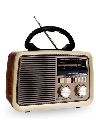 Buy Portable Bluetooth Radio Brown/Gold/Black in Saudi Arabia