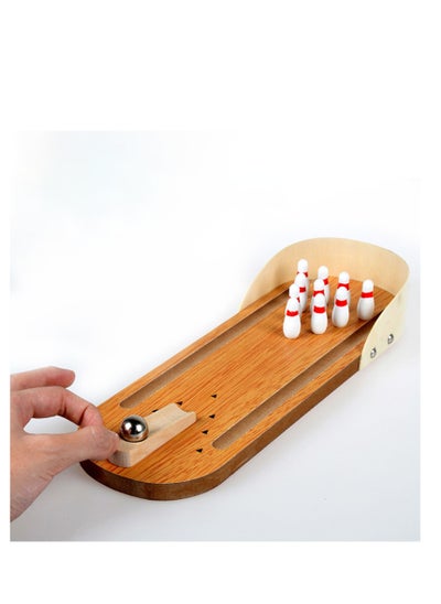 Buy Mini Bowling Game Desktop Kids Bowling Set Wooden Home Office Party Indoor Sport Games in Saudi Arabia