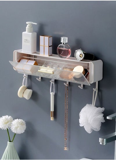 Buy Multifunctional Wall Mounted No Drill Storage Rack for Bathroom Cosmetics Make Up Kitchen Supplies Door Hooks in Saudi Arabia