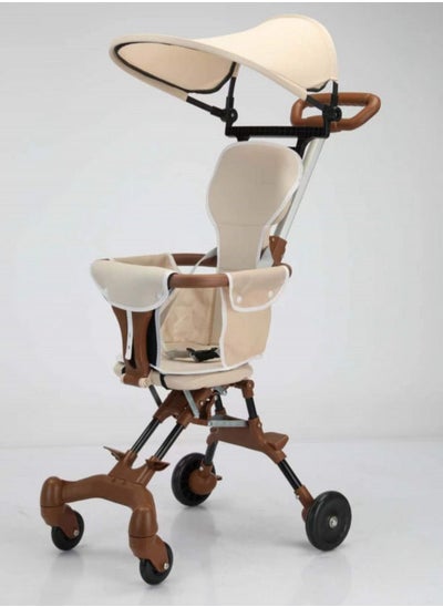 اشتري One - Click Folding And Llightweight Two Way Push Baby Stroller with Shed -Brown في السعودية