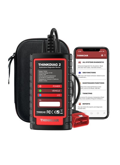 Buy ThinkDiag 2 Bluetooth OBD2 Diagnostic Scanner for All Vehicles with 15 Reset Functions for All System Diagnostic Support OBDII / EOBD / CAN-FD Protocol 1 Year all Software Free in UAE