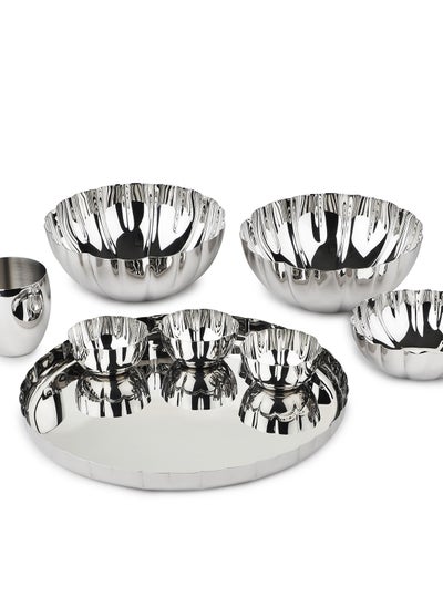 اشتري ARTTDINOX Designer Dinner Set Heavy Gauge Stainless Steel Mushroom Series | Set of 33 Pcs | Rhythm Series | by Jindal في الامارات