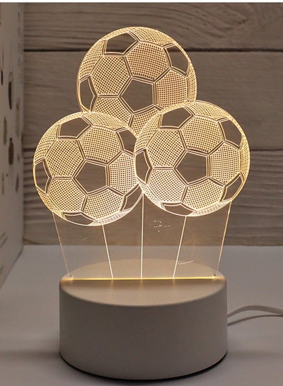 اشتري 3D Footballs Optical Illusion Night Lamp White Base Colorful RGB LED Light Changing Color Night Light Suitable for New Year and Festival Gift Kids Room Decor Bedroom Decor في السعودية