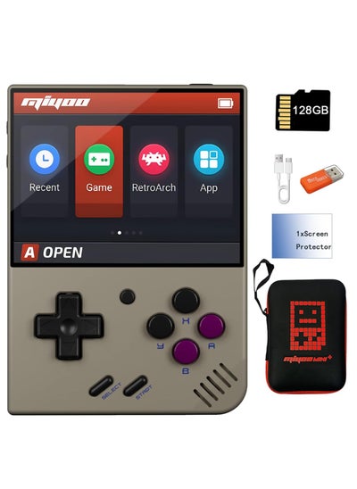 Buy Mini Plus Handheld Game Console, with Dedicated Storage Case, 3.5 Inch IPS 640x480 Screen, 64G/128G TF Card with 10,000+ Games, 3000mAh 7+Hours Battery, Support Wireless Network (Grey 128G) in Saudi Arabia